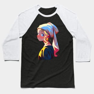 Girl with Earring T-shirt Color Background Baseball T-Shirt